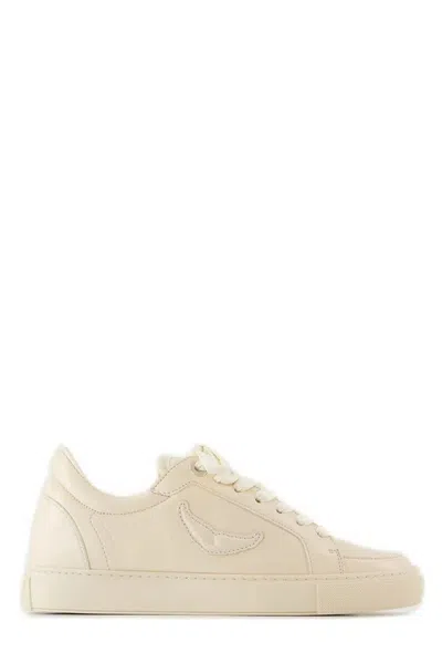 Zadig & Voltaire Womens Flash Fly On Wing-embroidered Leather Low-top Trainers Eur 41 / 7 Uk In White