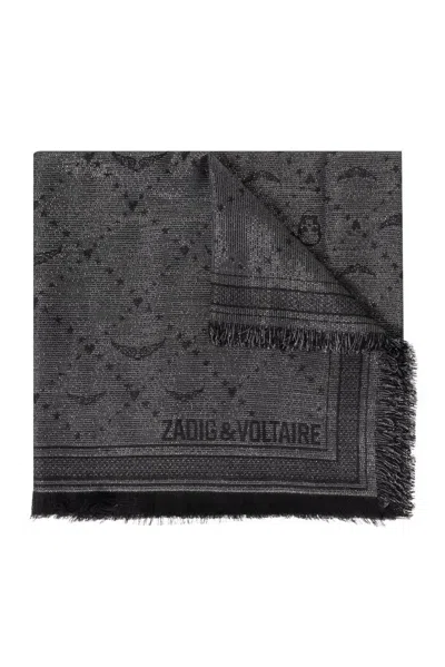 Zadig & Voltaire Glenn Monogram Scarf In Black