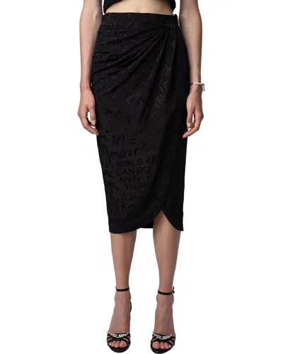 Zadig & Voltaire Jamelia Jac Manifesto Silk Skirt In Black