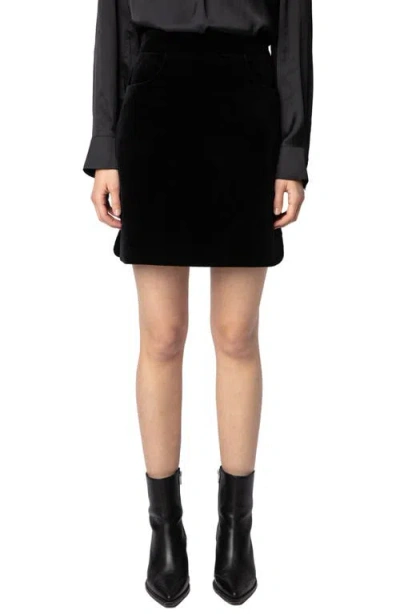 Zadig & Voltaire Jinette Velvet Mini Skirt In Noir