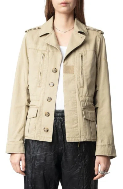 Zadig & Voltaire Klimi Cotton Jacket In Latte