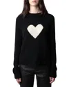 Zadig & Voltaire Womens Noir Lili Heart-intarsia Cashmere Jumper