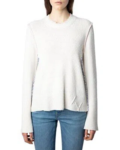 Pre-owned Zadig & Voltaire Louna Silk-blend Sweater Women's In White