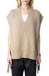 Zadig & Voltaire Womens Oatmeal Maddy Sleeveless Cashmere Jumper