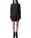 Zadig & Voltaire Zadig&voltaire Womens Charcoal Malia Leopard-print Cashmere Mini Dress In Grey