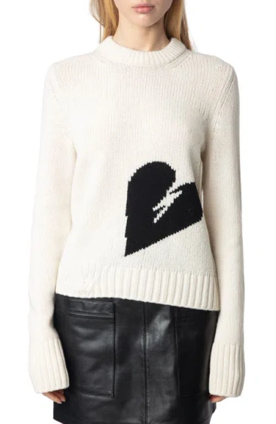 Zadig & Voltaire Malty We Heart Wool Sweater In Ecru