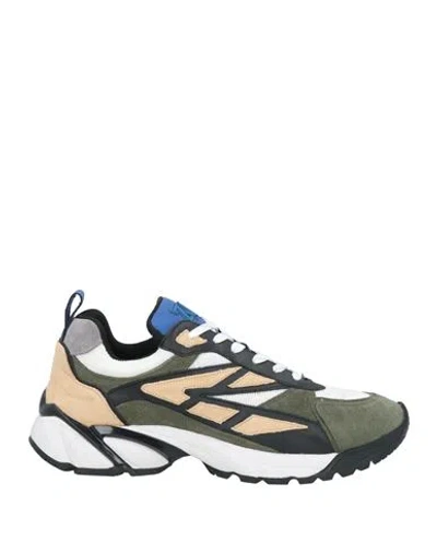 Zadig & Voltaire Man Sneakers Military Green Size 12 Leather, Polyester