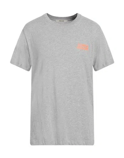 Zadig & Voltaire Man T-shirt Grey Size L Cotton