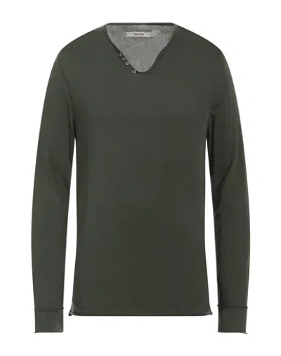 Zadig & Voltaire Man T-shirt Military Green Size L Cotton