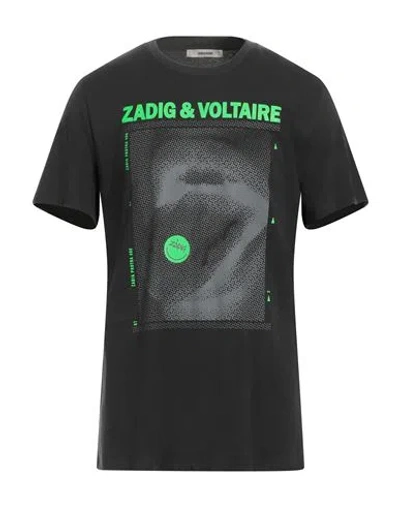 Zadig & Voltaire Man T-shirt Charcoal Size L Cotton In Grey