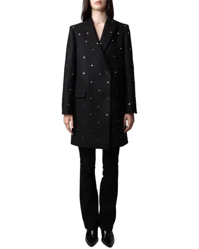 ZADIG & VOLTAIRE ZADIG & VOLTAIRE MARCO STUDS WOOL-BLEND COAT