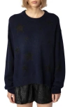 Zadig & Voltaire Markus Stars Cashmere Sweater In Encre