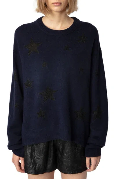 Zadig & Voltaire Markus Stars Cashmere Sweater In Blue