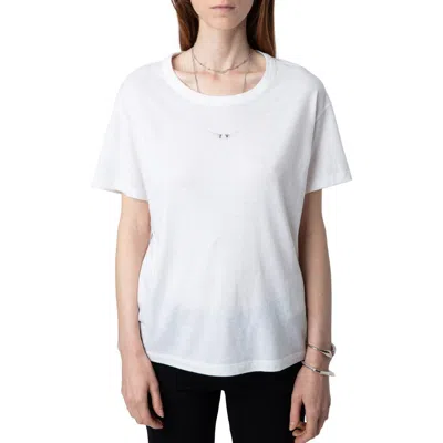 Zadig & Voltaire Mar Rhinestone Wings Tee In 101 Blanc