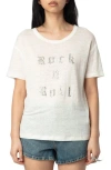 Zadig & Voltaire Womens Ecru Crystal-embellished Short-sleeved Linen T-shirt In Ecru