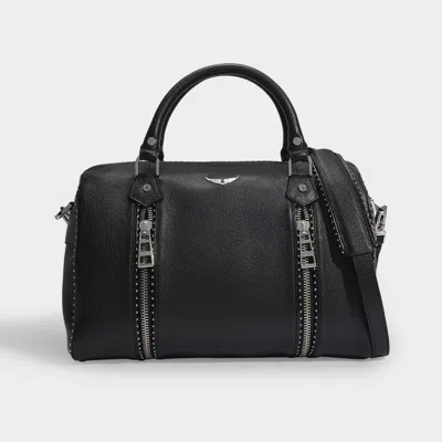 Zadig & Voltaire Zadig&voltaire Medium Sunny Bag In Black Grained Leather And Studs