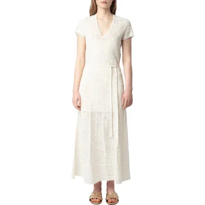 Zadig & Voltaire Melody Short Sleeve Cotton Blend Maxi Jumper Dress In Ecru