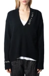 Zadig & Voltaire Womens Black Miky V-neck Cashmere Jumper In Black