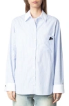 Zadig & Voltaire Morning Oversized Striped Shirt In Mist