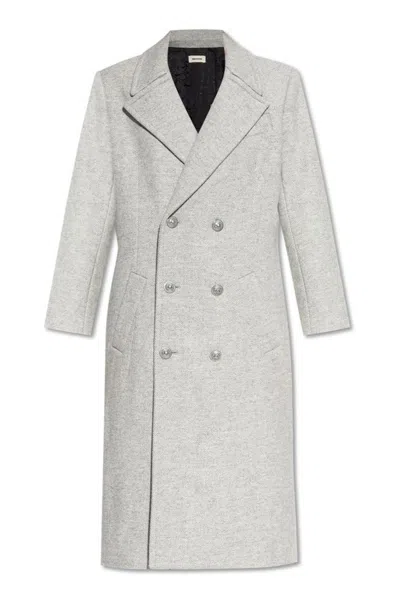 Zadig & Voltaire Mulan Double-breasted Coat In Gris