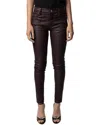Zadig & Voltaire Textured Leather Pants In Chocolate