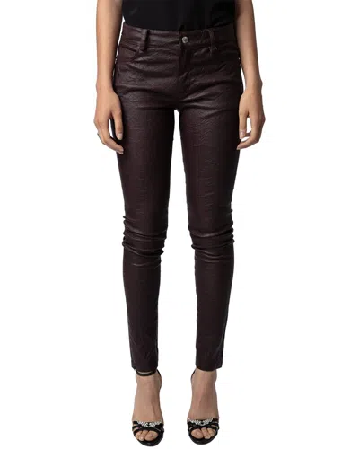 Zadig & Voltaire Textured Leather Pants In Chocolate