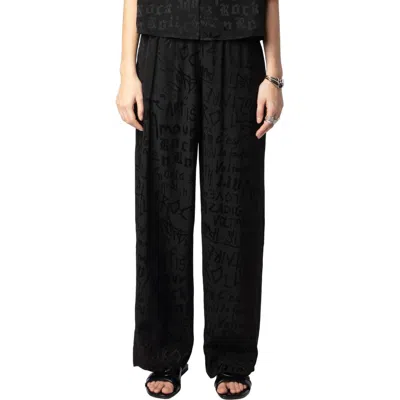 Zadig & Voltaire Pin Manifesto Silk Trousers In Black