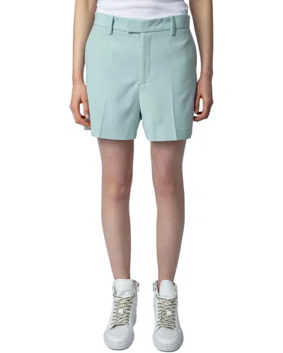 Zadig & Voltaire Please Crepe Shorts In Celadon Blue