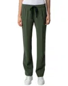 Zadig & Voltaire Pomy Crepe Track Pants In Used Kaki