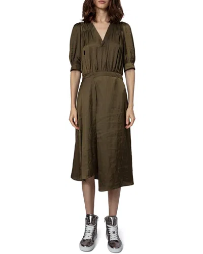 Zadig & Voltaire Ralia Satin Midi Dress In Green