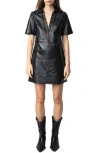 Zadig & Voltaire Ralmy Cuir Lisse Leather Shift Dress In Black