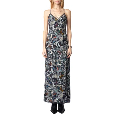 Zadig & Voltaire Womens Encre Ramelil Printed Woven Maxi Dress Xs In Multi