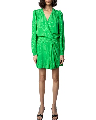 Zadig & Voltaire Recol Silk Mini Dress In Green