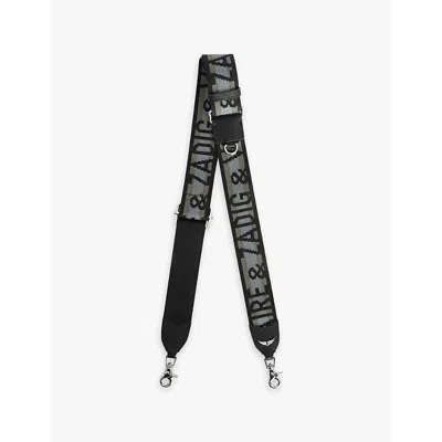 Zadig & Voltaire Womens Record Logo-embroidered Woven Shoulder Strap In Record