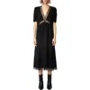 Zadig & Voltaire Redox Jac Chaines Lace Trim Silk Dress In Noir