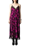 Zadig & Voltaire Ristyl X-ray Print Crepe De Chine Maxi Slip Dress In Noir