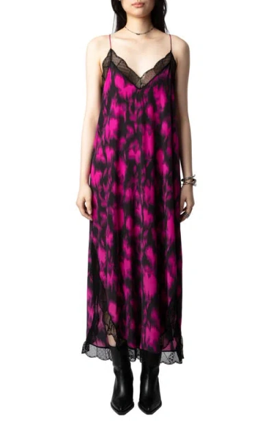 Zadig & Voltaire Ristyl X-ray Print Crepe De Chine Maxi Slip Dress In Noir