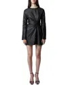 Zadig & Voltaire Rixina Gathered Leather Minidress