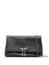 Zadig & Voltaire Wings-logo Chain-strap Shoulder Bag In Black