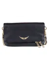 Zadig & Voltaire Womens Noir Gold Rock Grained Leather Clutch In Black