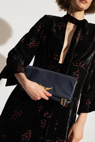 Zadig & Voltaire Rock Clutch In Ink_gold