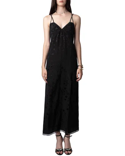 Zadig & Voltaire Ramelil Cdc Strass Silk Dress In Black