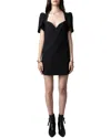Zadig & Voltaire Roxelle Beaded Neckline Crepe Minidress