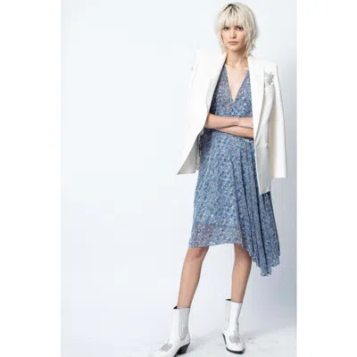 Pre-owned Zadig & Voltaire Rozane Velours Dress / Sjcs0401f In Blue