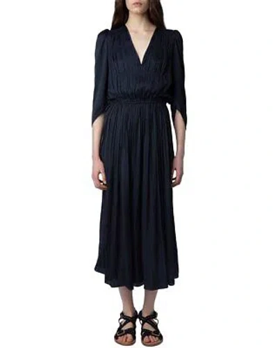 Pre-owned Zadig & Voltaire Ryoko Satin Dress Women's In Encre