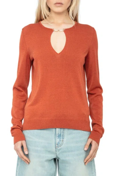 ZADIG & VOLTAIRE ZADIG & VOLTAIRE SAYAN CRYSTAL DETAIL KEYHOLE NECK SWEATER