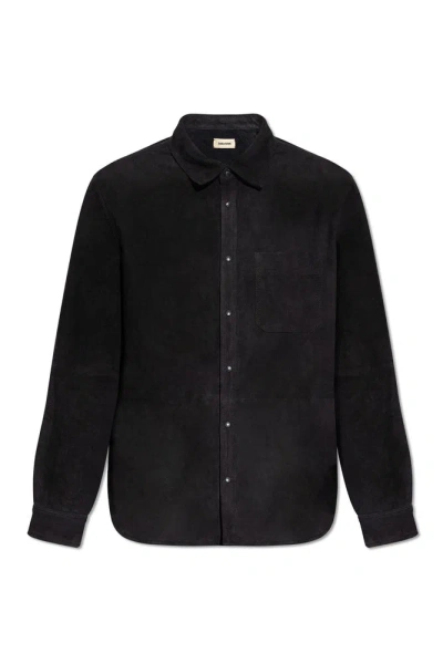 Zadig & Voltaire Serge Crinkle Leather Shirt In Encre