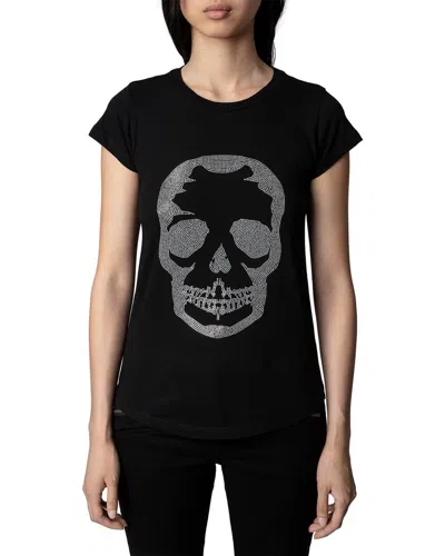 Zadig & Voltaire Skinny Skull Strass Shirt In Black