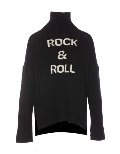 Zadig & Voltaire Front Embroidered Graphic Knitwear Turtleneck In Black