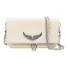 Zadig & Voltaire Womens Flash Rock Swing Your Wings Logo-plaque Leather Clutch Bag In Beige
